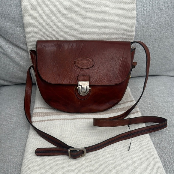 Vintage Oroton Brown Genuine Leather Crossbody Bag Handbag Australian Rare - Picture 2 of 11